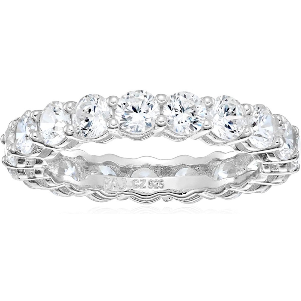 CZ Eternity Band Platinum over 925 sterling Silver, size: 6